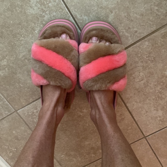 $110 NWT UGG | Anthropologie Chestnut Pink Disco Platform slides sandals 8 - Picture 11 of 11